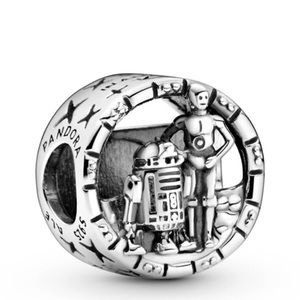 Pandora Star Wars Collection Sterling Silver C-3PO R2-D2 Openwork Charm- NO BOX